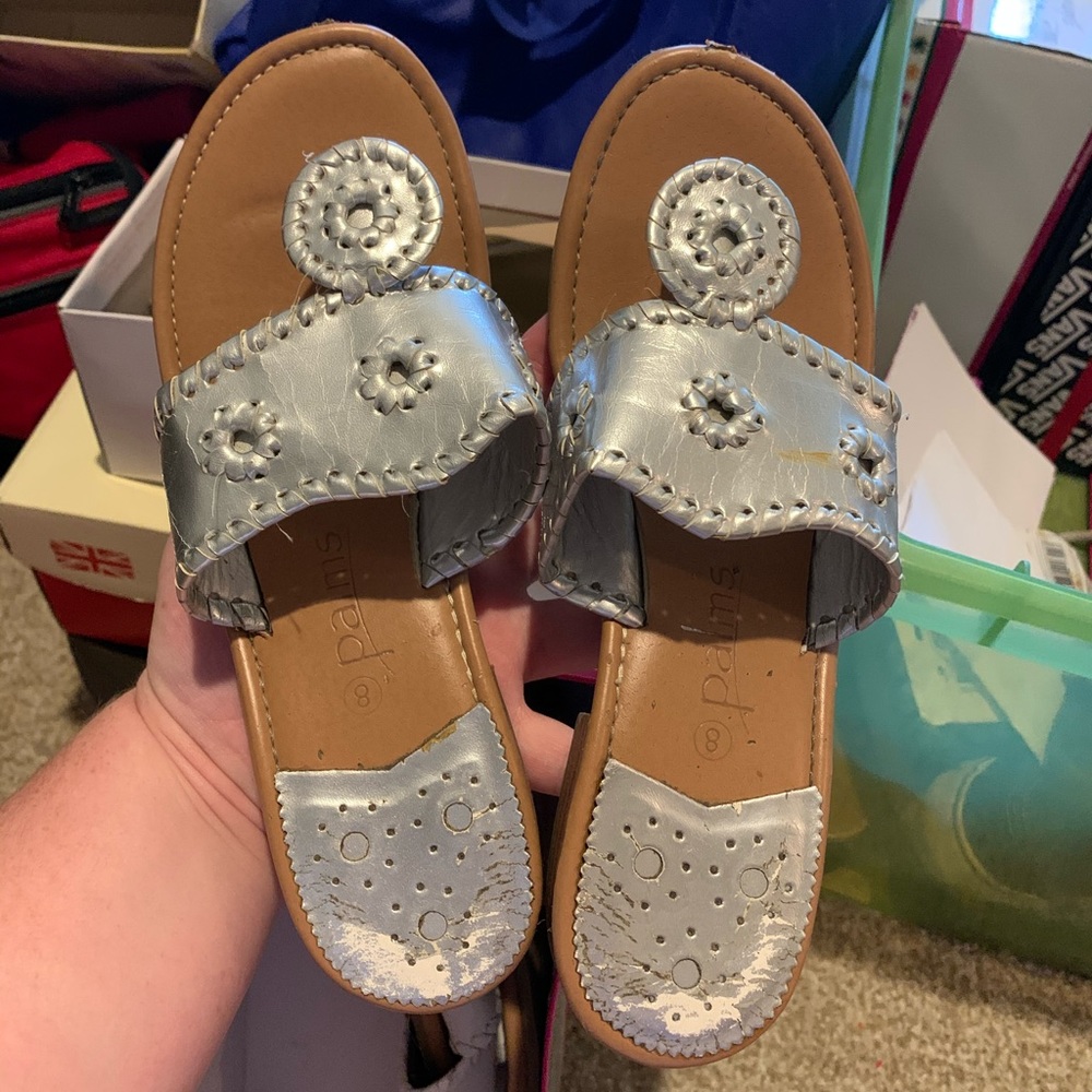 Size 8 “Silver” Palm flip flops